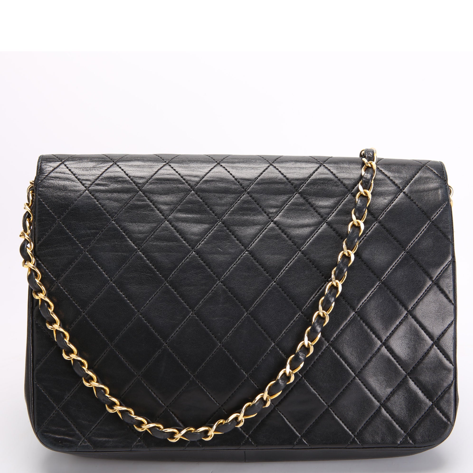 Quilted CC Shoulder Flap Lambskin Vintage Black