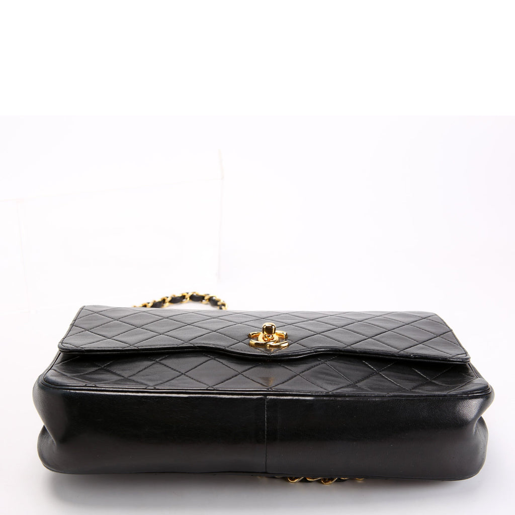 Quilted CC Shoulder Flap Lambskin Vintage Black
