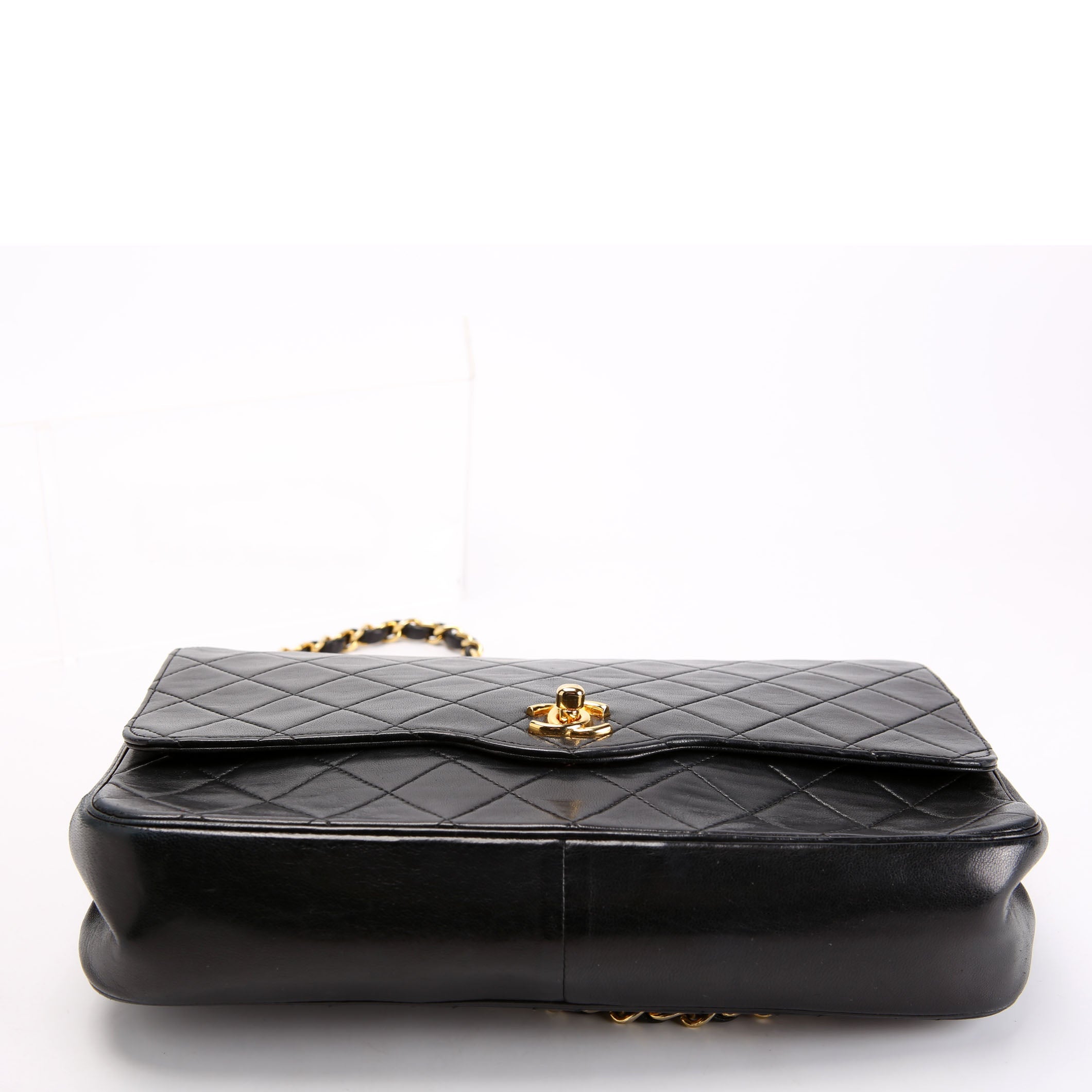 Quilted CC Shoulder Flap Lambskin Vintage Black