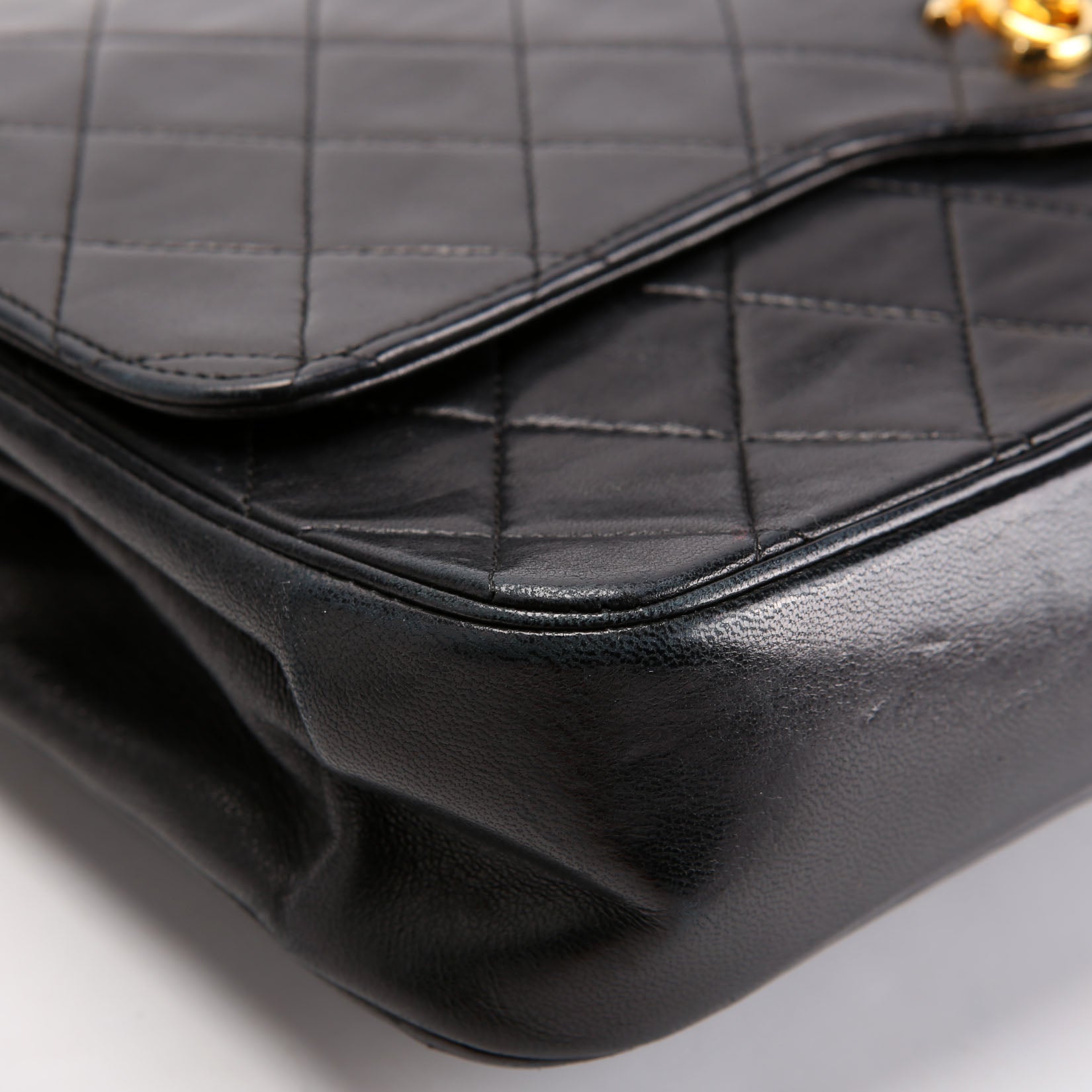 Quilted CC Shoulder Flap Lambskin Vintage Black