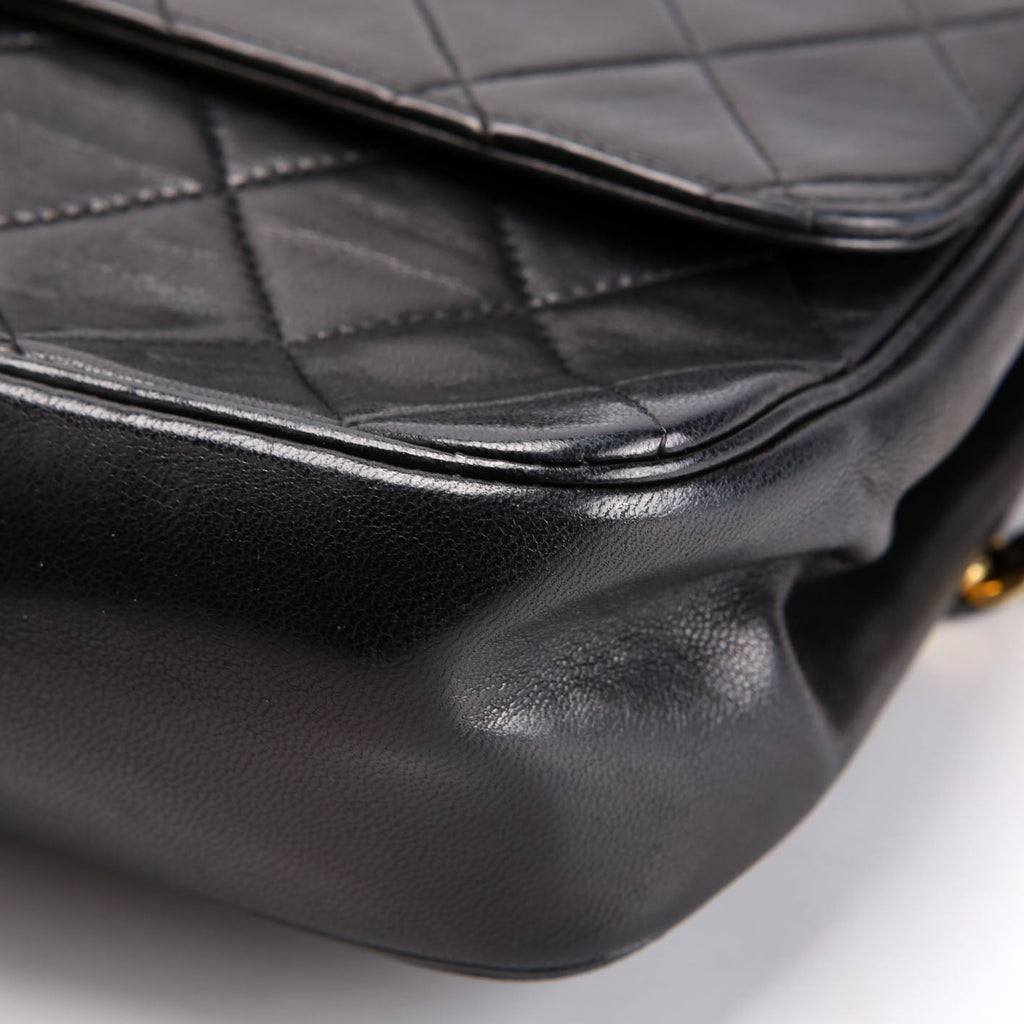 Quilted CC Shoulder Flap Lambskin Vintage Black