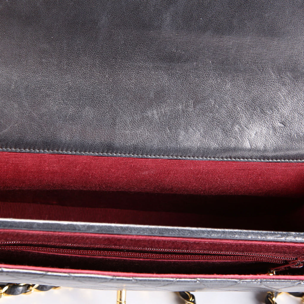 Quilted CC Shoulder Flap Lambskin Vintage Black