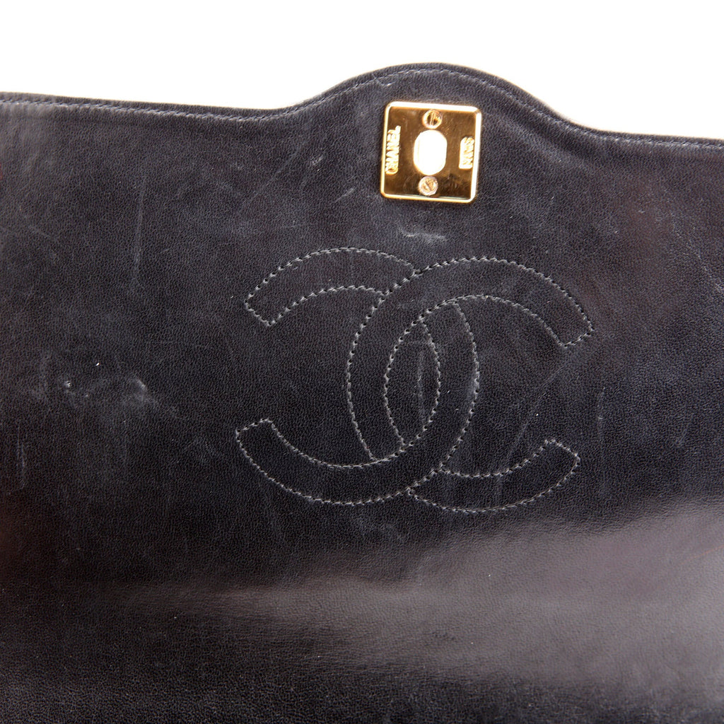 Quilted CC Shoulder Flap Lambskin Vintage Black
