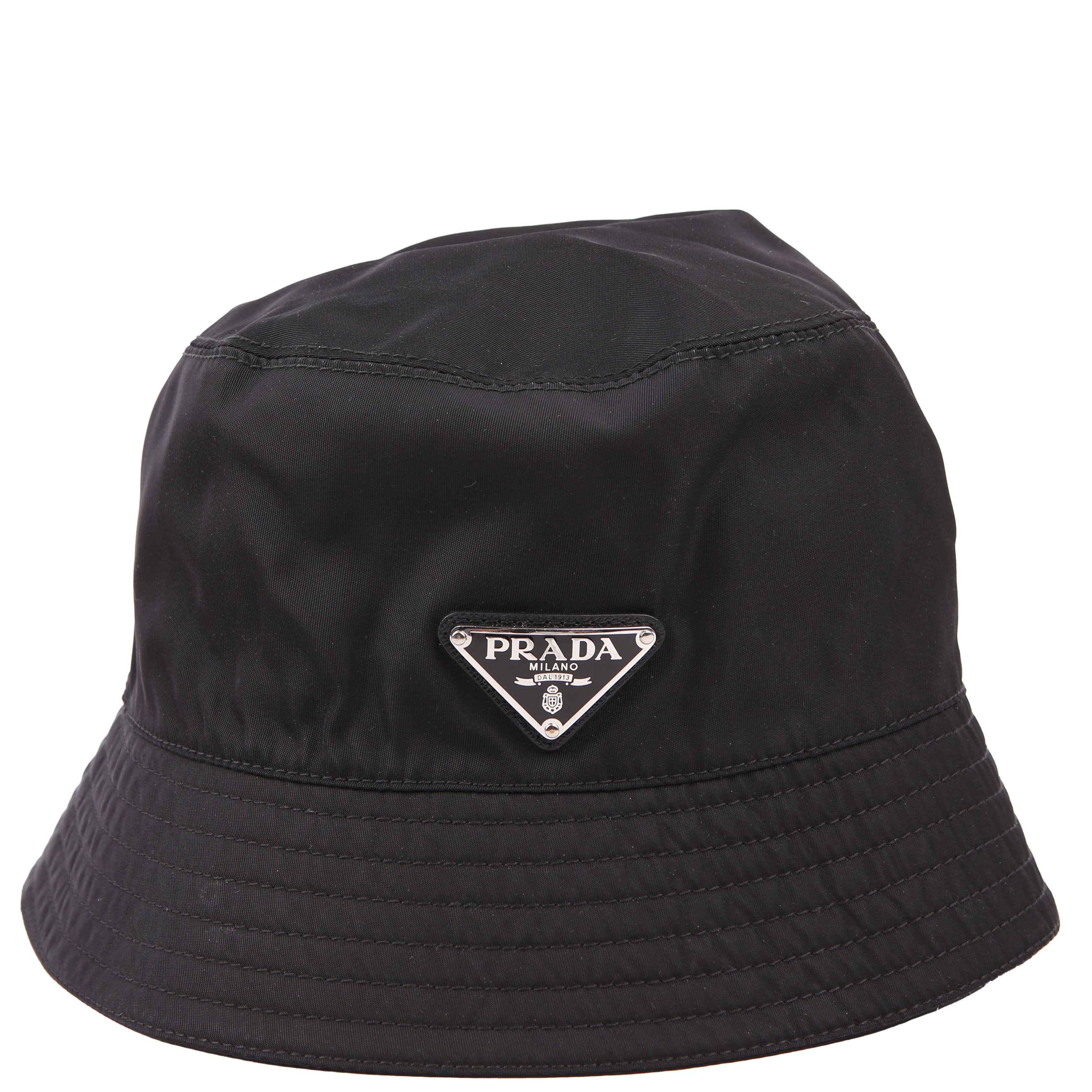 Prada Re-Nylon Triangle Logo Bucket Hat Size Medium