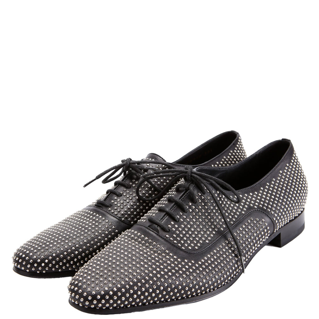 SAINT LAURENT Studded Oxfords Size 39.5 Black/Silver