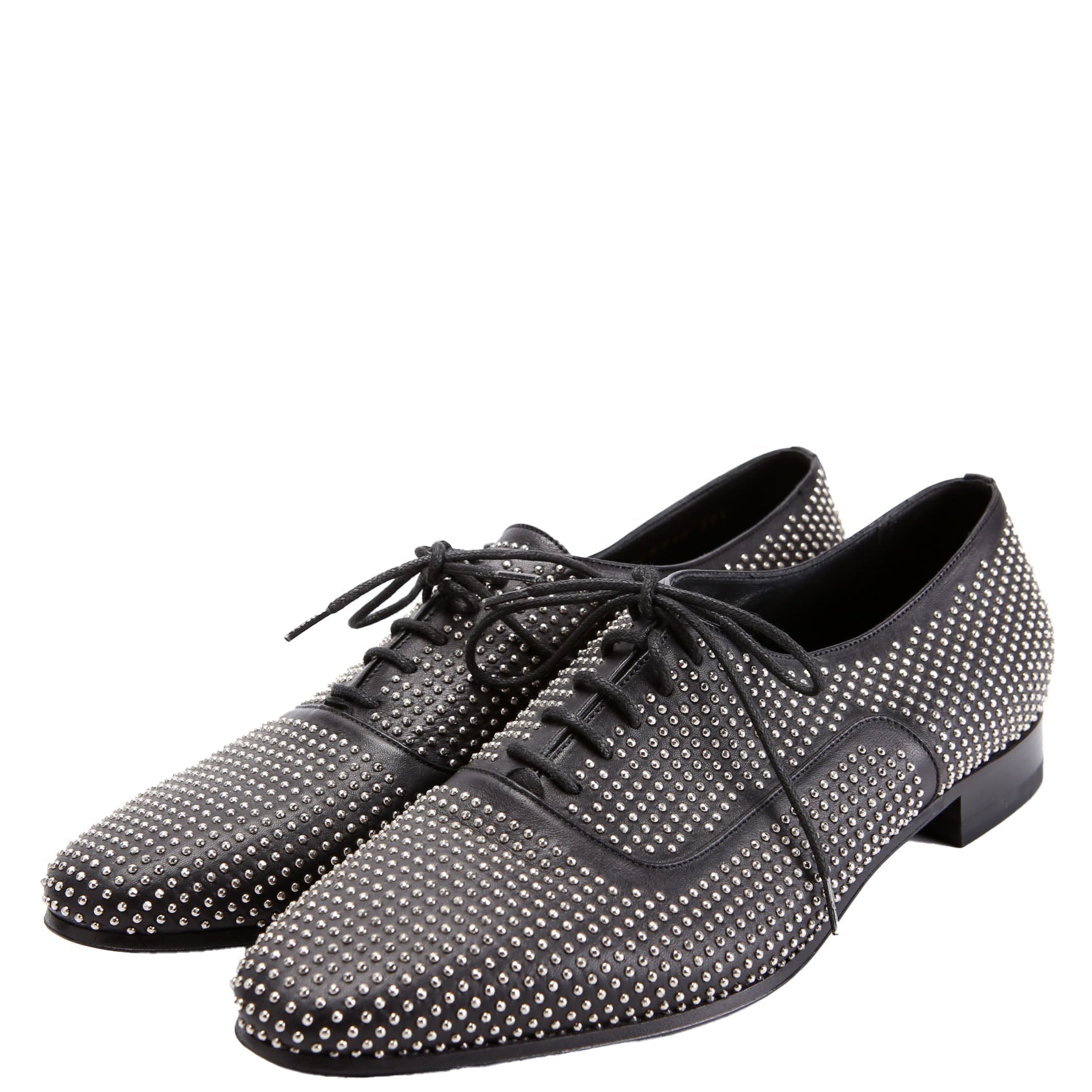 SAINT LAURENT Studded Oxfords Size 39.5 Black/Silver