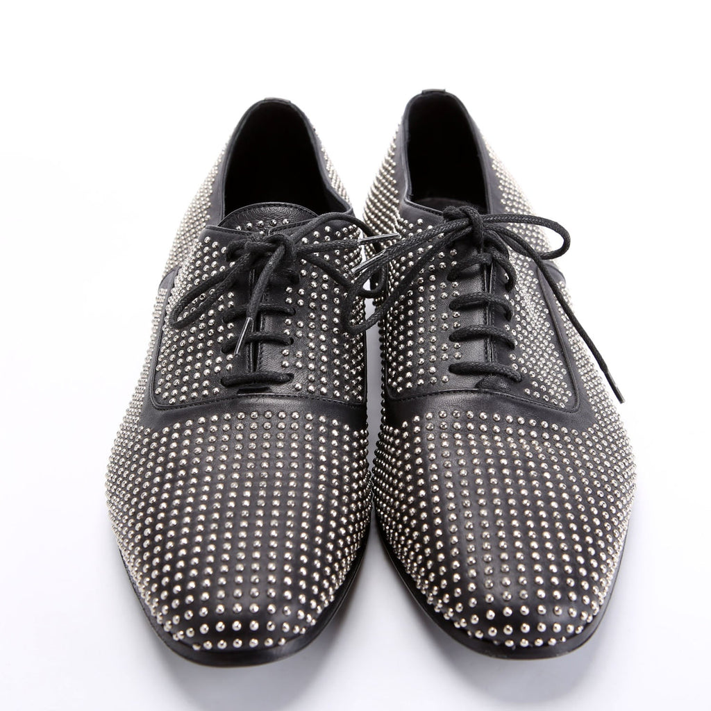 SAINT LAURENT Studded Oxfords Size 39.5 Black/Silver