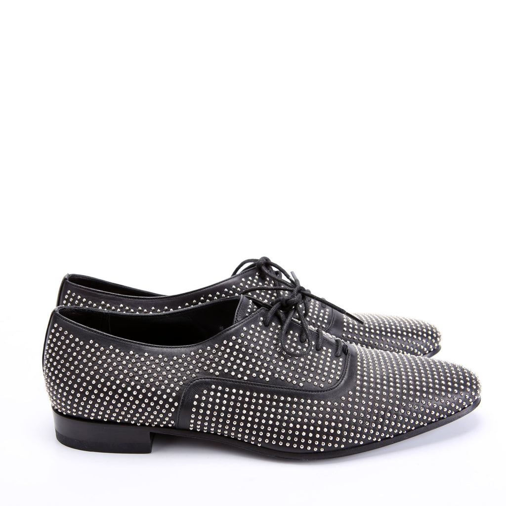 SAINT LAURENT Studded Oxfords Size 39.5 Black/Silver