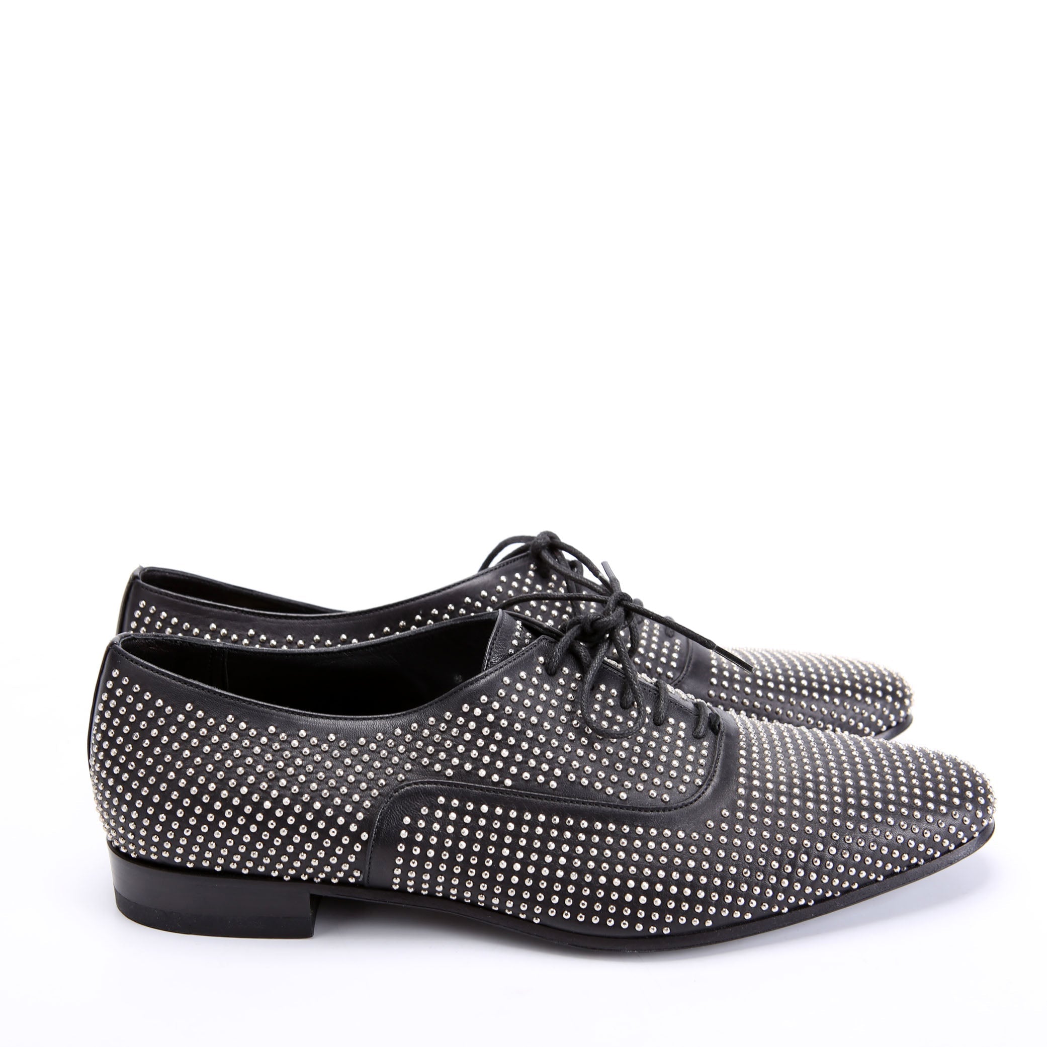 SAINT LAURENT Studded Oxfords Size 39.5 Black/Silver