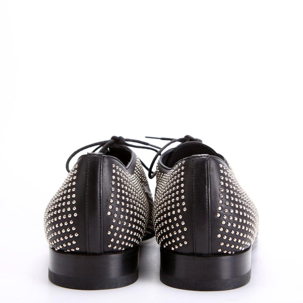 SAINT LAURENT Studded Oxfords Size 39.5 Black/Silver