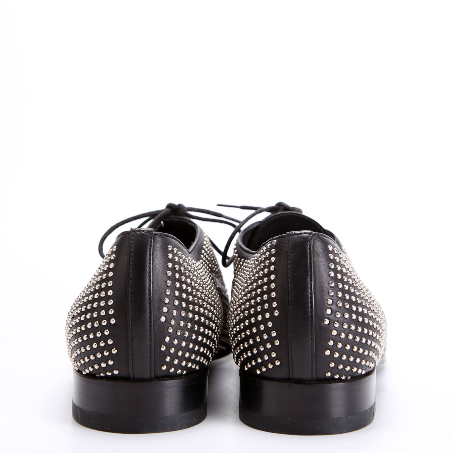 SAINT LAURENT Studded Oxfords Size 39.5 Black/Silver