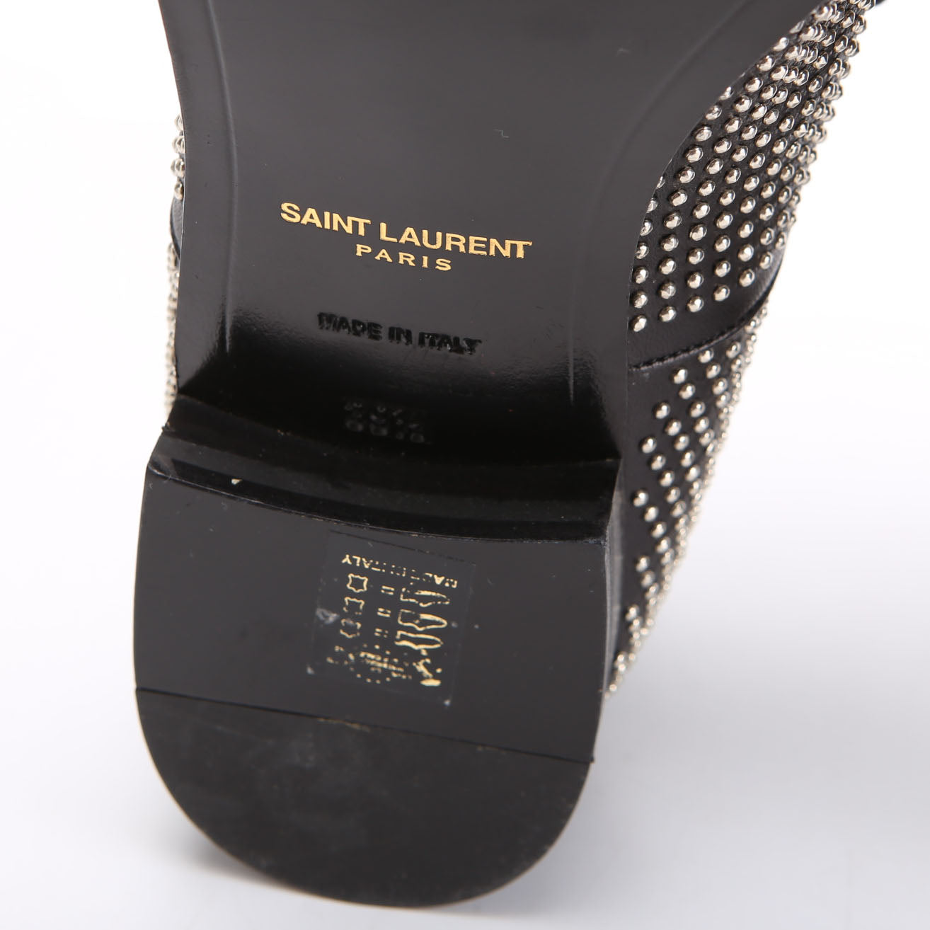 SAINT LAURENT Studded Oxfords Size 39.5 Black/Silver
