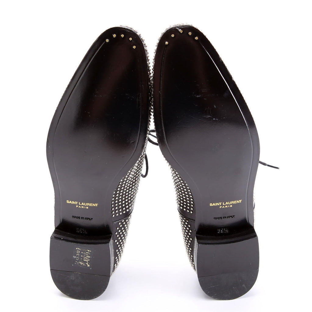 SAINT LAURENT Studded Oxfords Size 39.5 Black/Silver