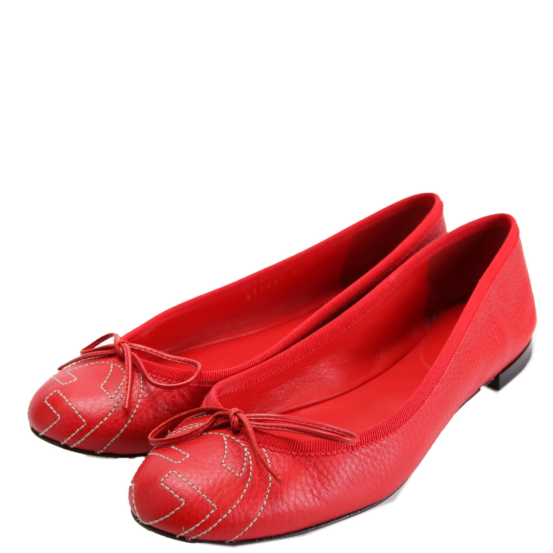 Interlocking G Ballet Flats Size 36 Red