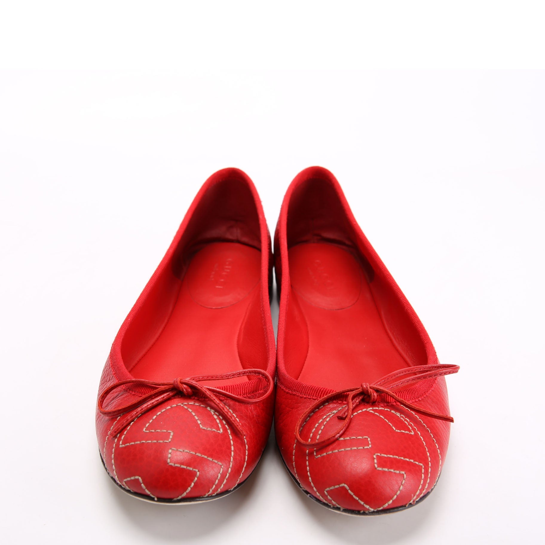 Interlocking G Ballet Flats Size 36 Red