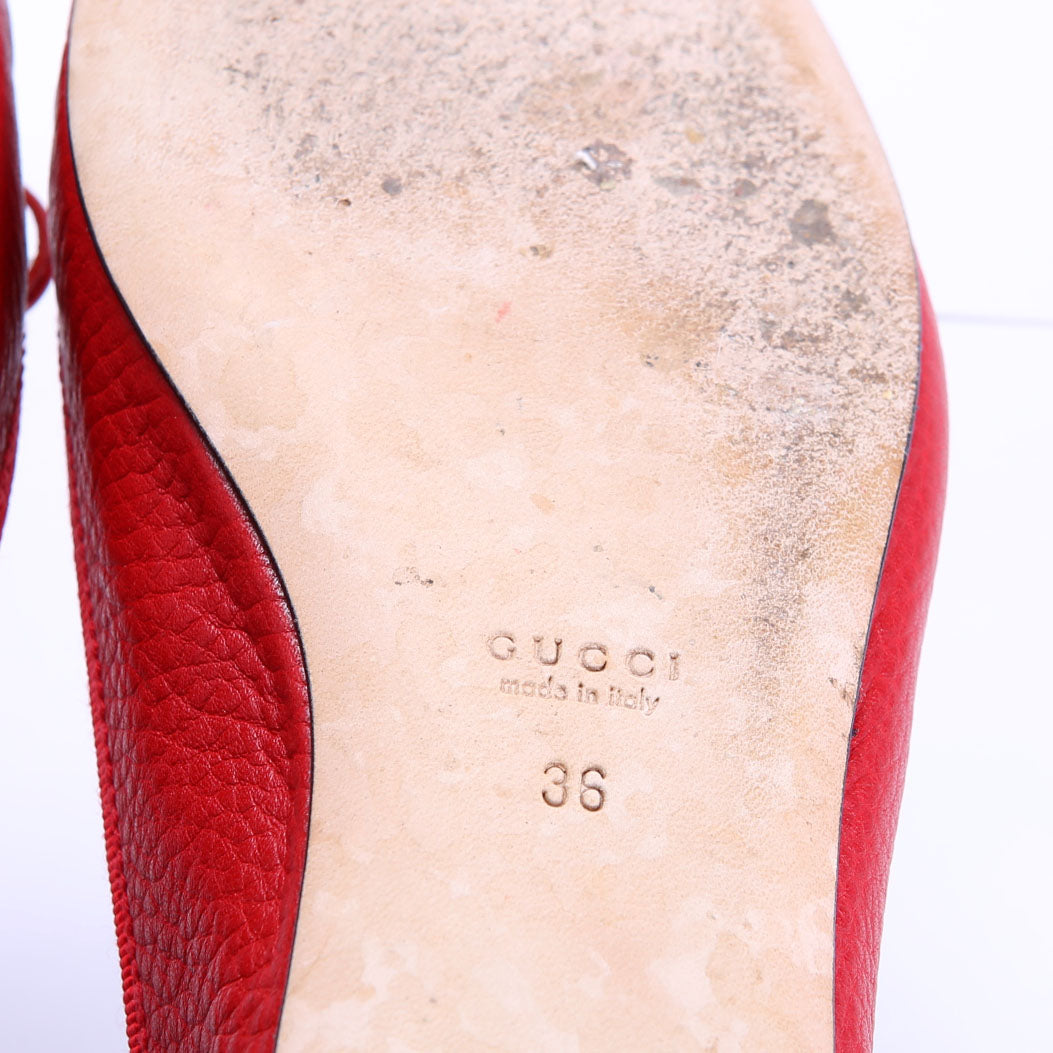 Interlocking G Ballet Flats Size 36 Red