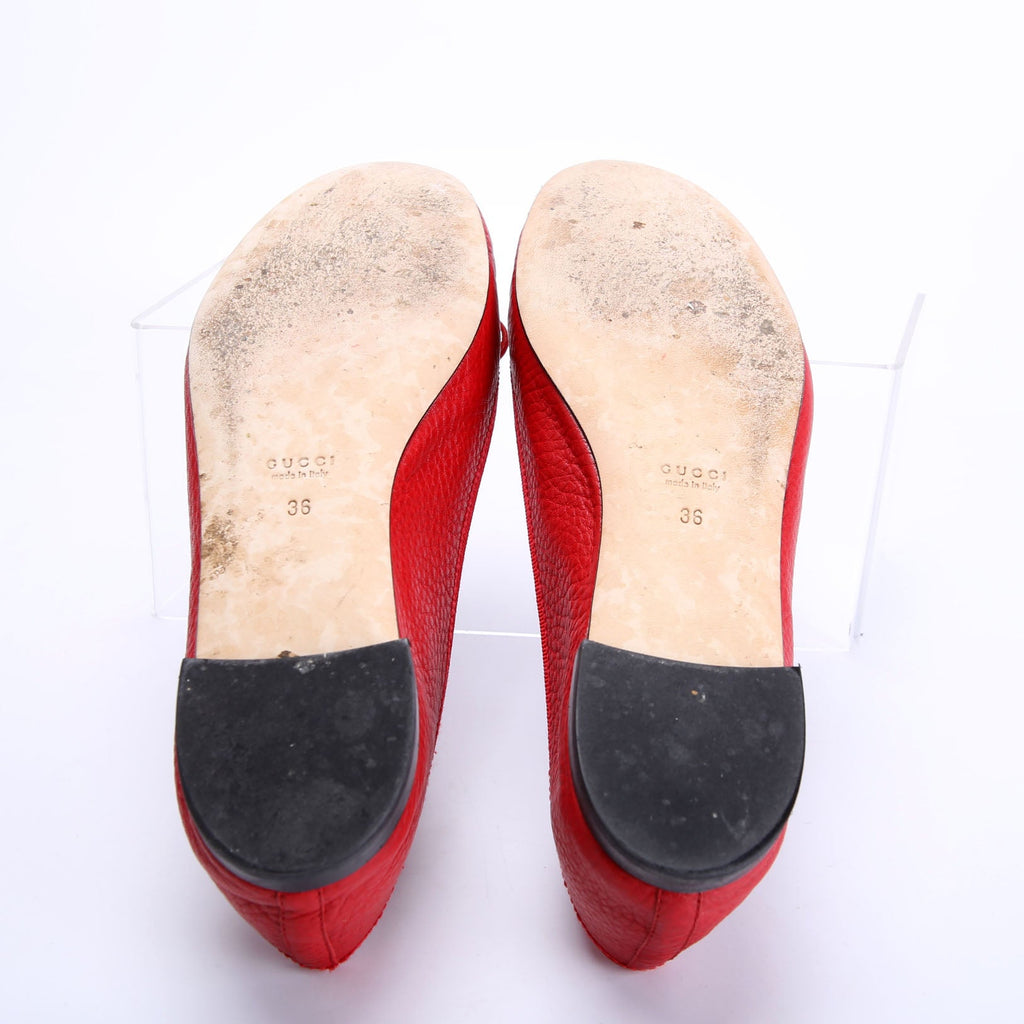 Interlocking G Ballet Flats Size 36 Red