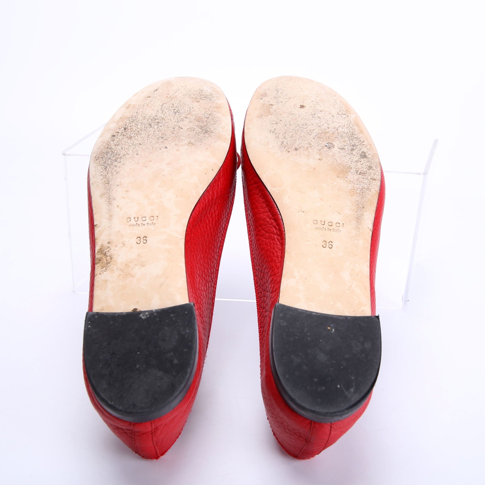 Interlocking G Ballet Flats Size 36 Red