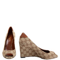 GG Canvas Peep Toe wedges Size 36.5 Brown/Beige