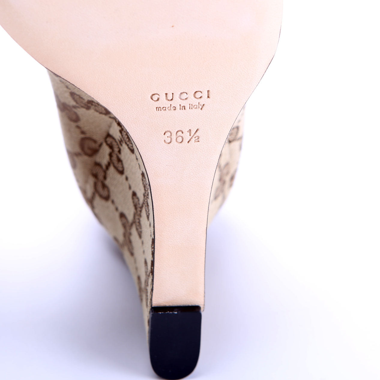 GG Canvas Peep Toe wedges Size 36.5 Brown/Beige