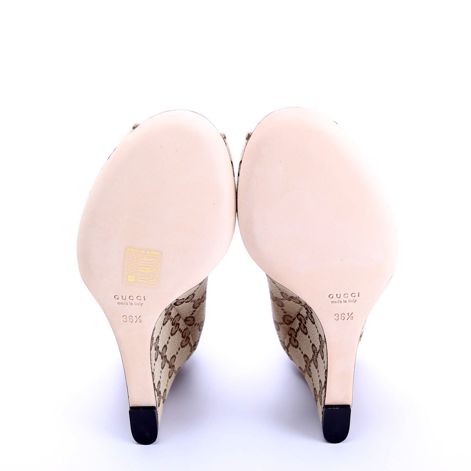 GG Canvas Peep Toe wedges Size 36.5 Brown/Beige