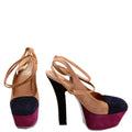 SAINT LAURENT Color Block Suede Slingback Pumps Size 37.5 Multicolor