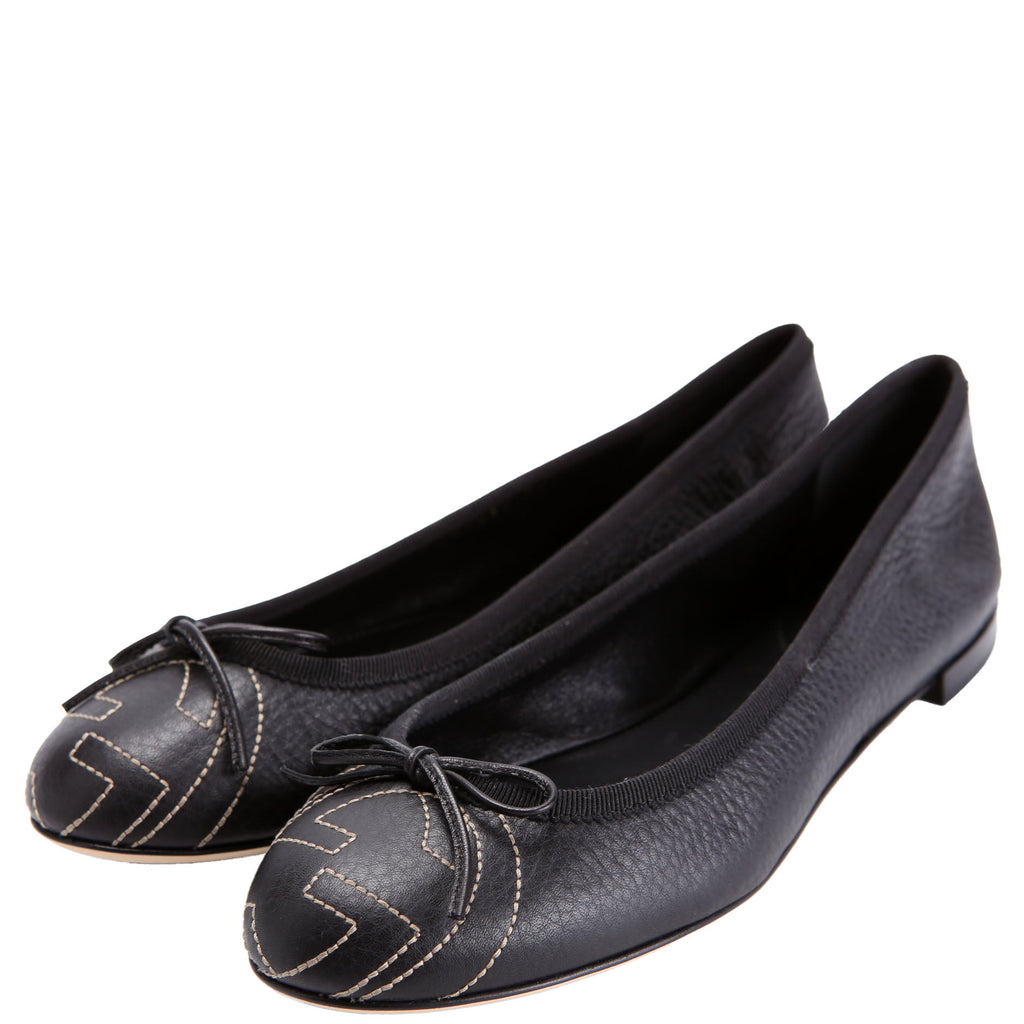 Interlocking G Ballet Flats Size 36 Black