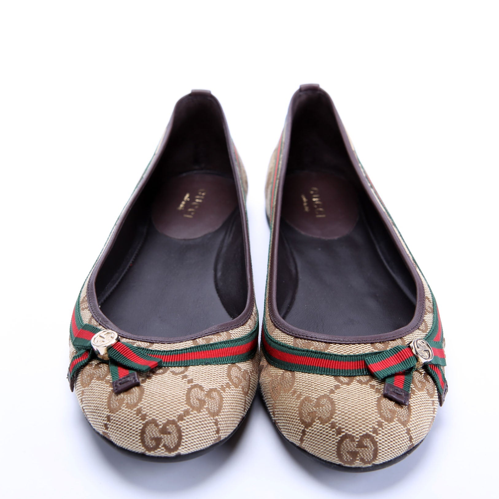 GG Canvas Ballet Flats Size 36 Beige/Brown