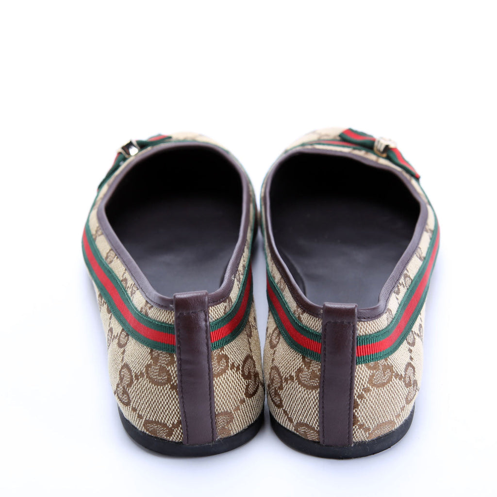 GG Canvas Ballet Flats Size 36 Beige/Brown