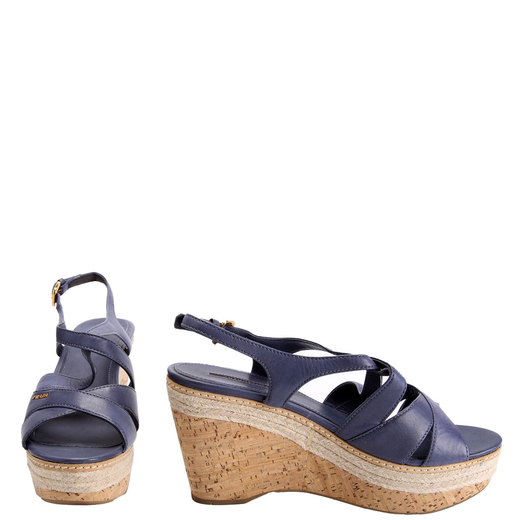 Cork Sandal Wedges Size 41 Navy