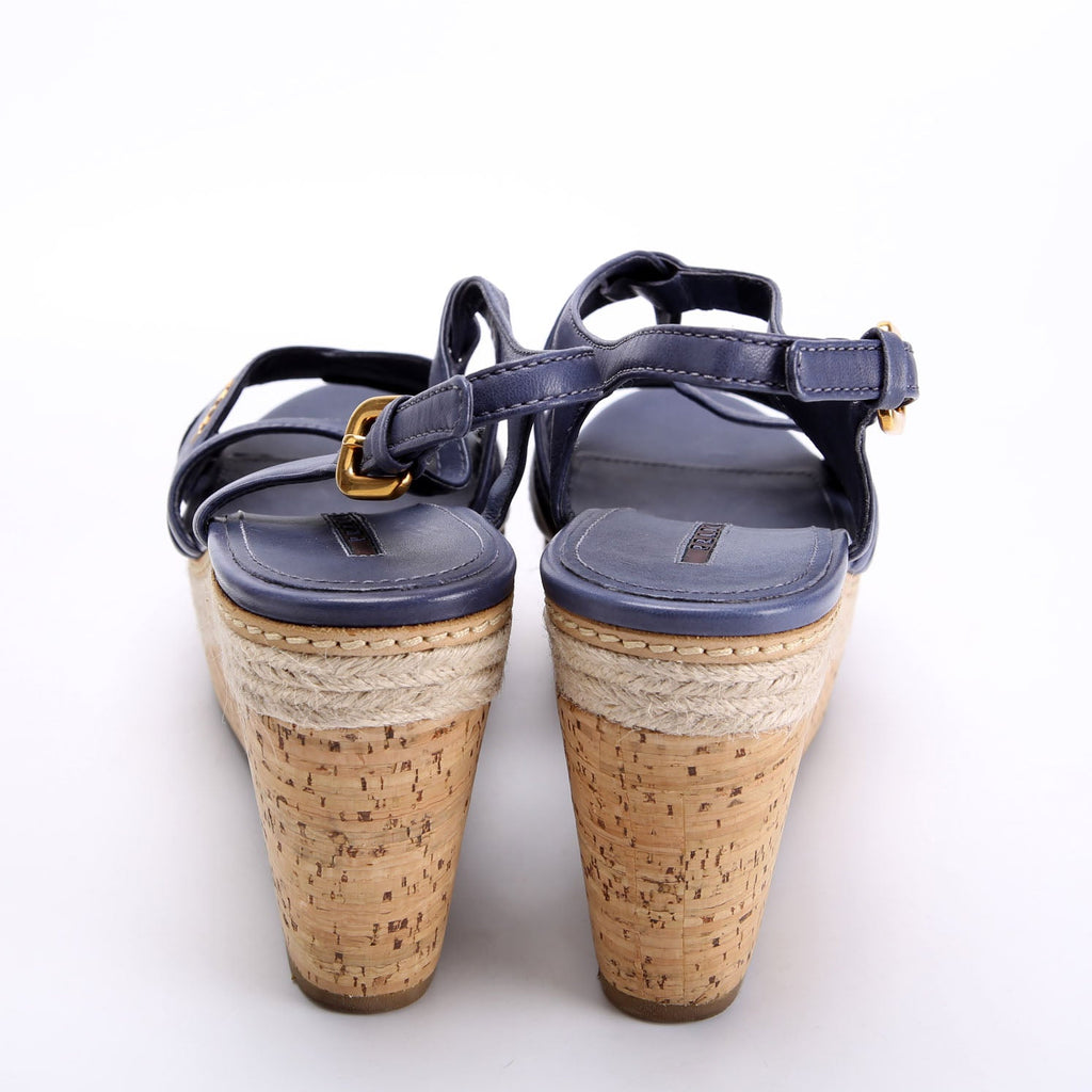 Cork Sandal Wedges Size 41 Navy