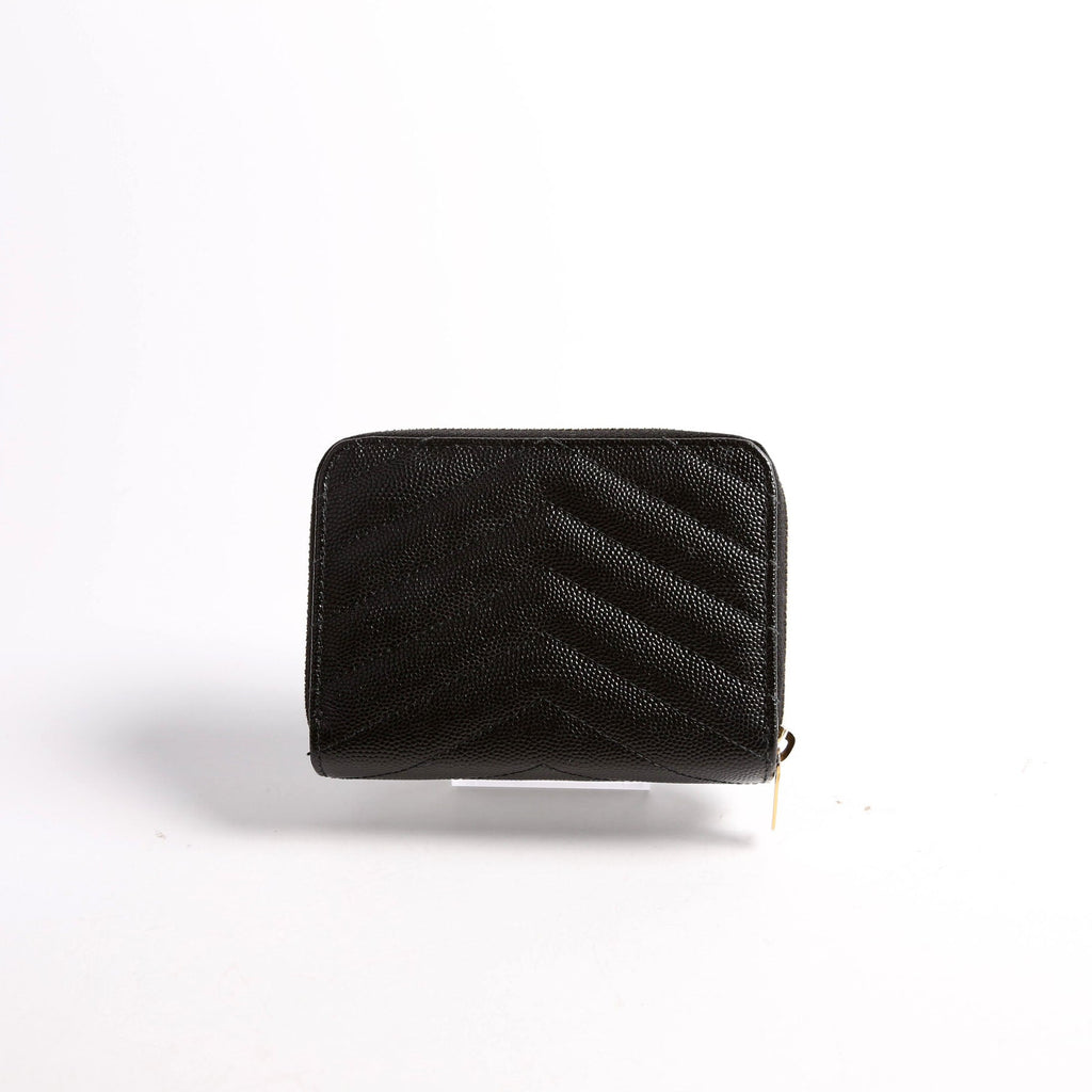 403723 Cassandre Grain De Poudre Compact Zip Around Wallet Black