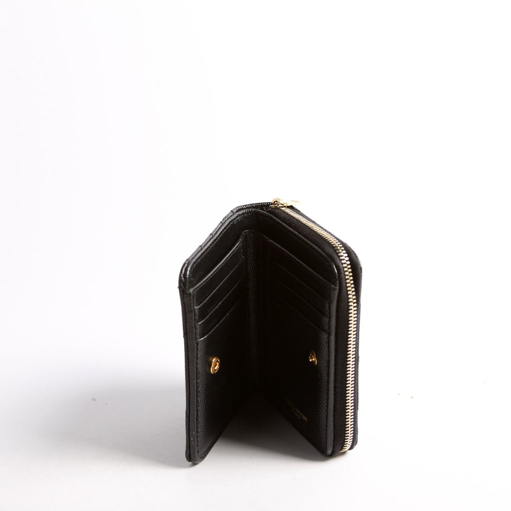 403723 Cassandre Grain De Poudre Compact Zip Around Wallet Black