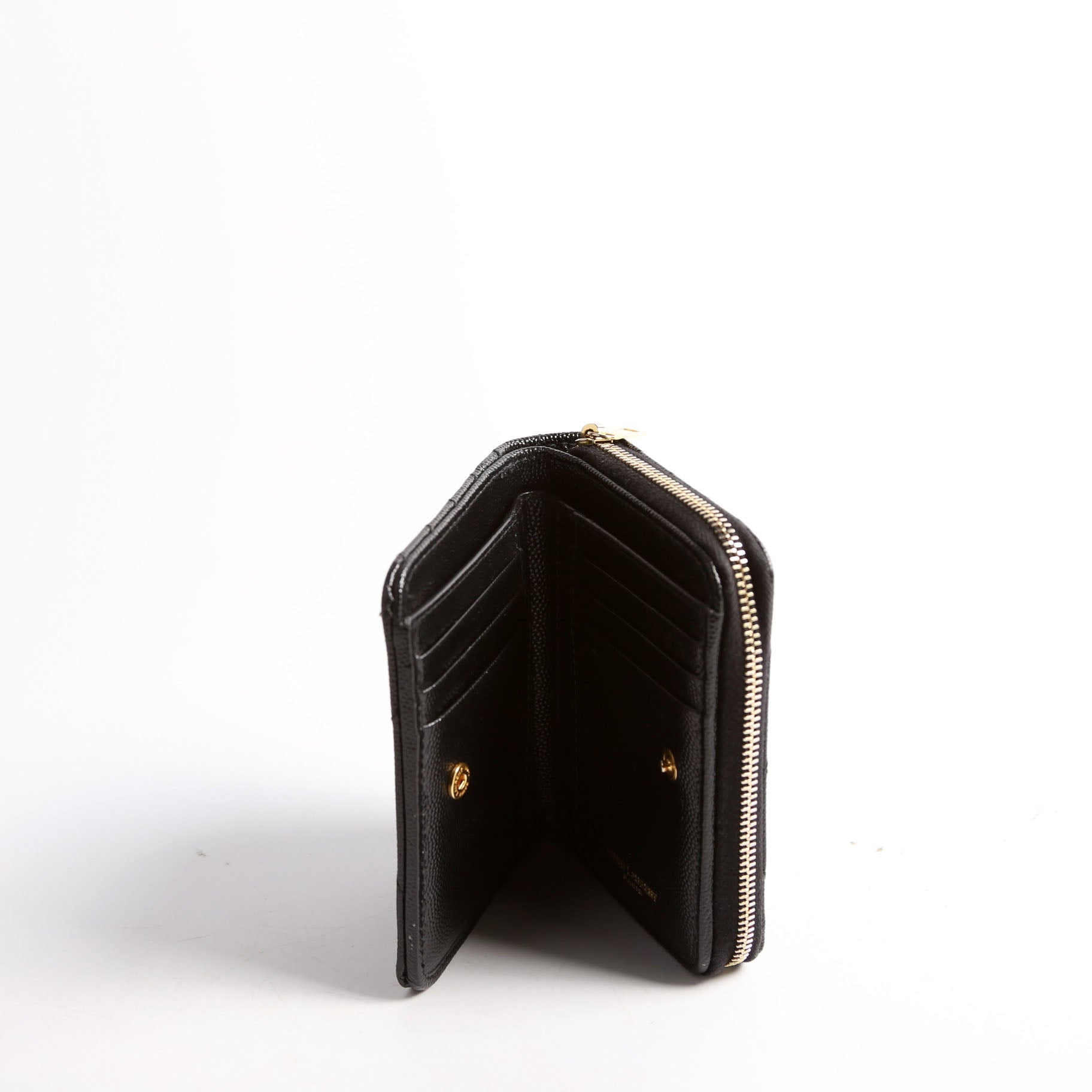 403723 Cassandre Grain De Poudre Compact Zip Around Wallet Black