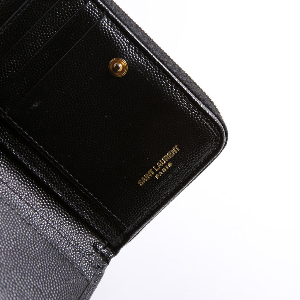 403723 Cassandre Grain De Poudre Compact Zip Around Wallet Black