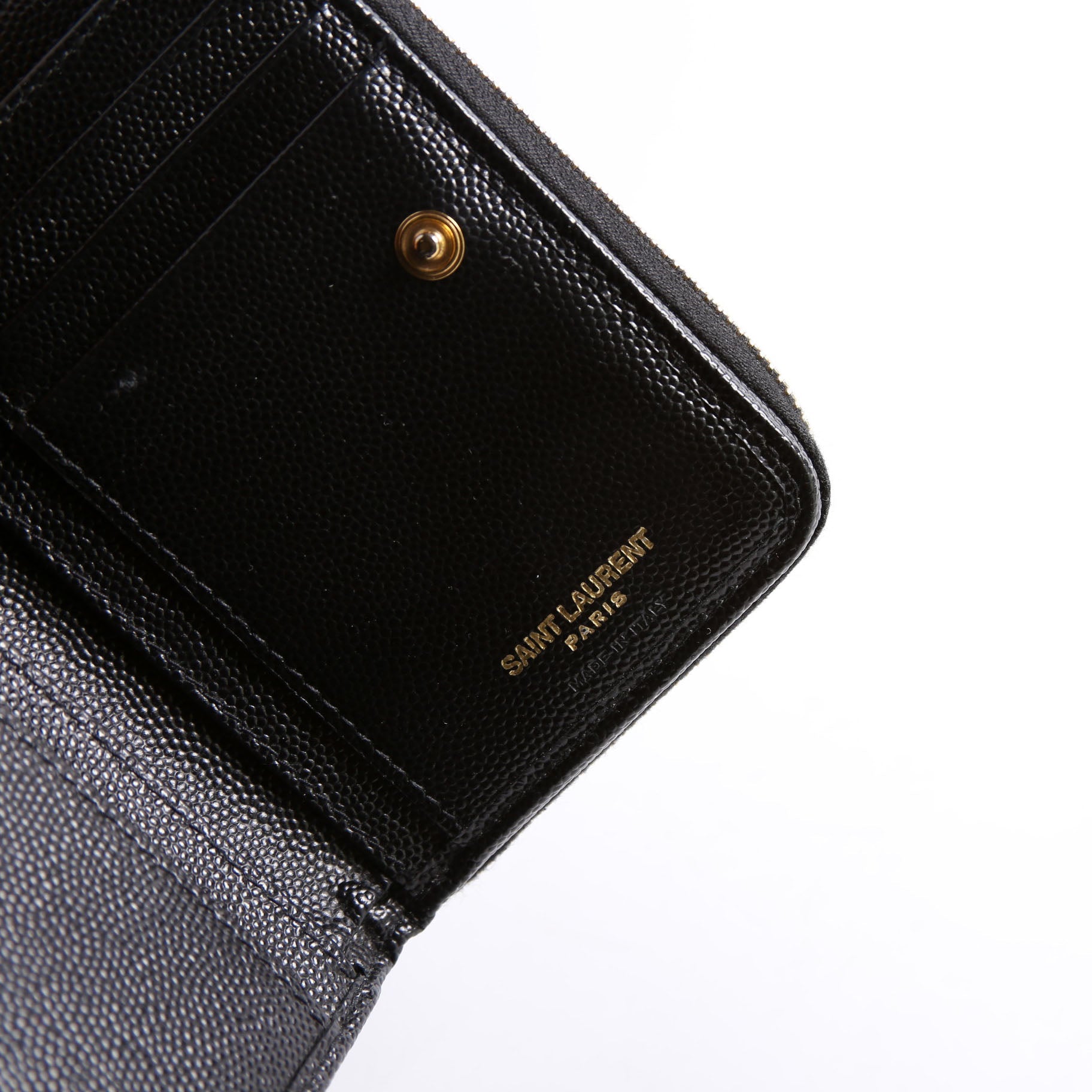 403723 Cassandre Grain De Poudre Compact Zip Around Wallet Black
