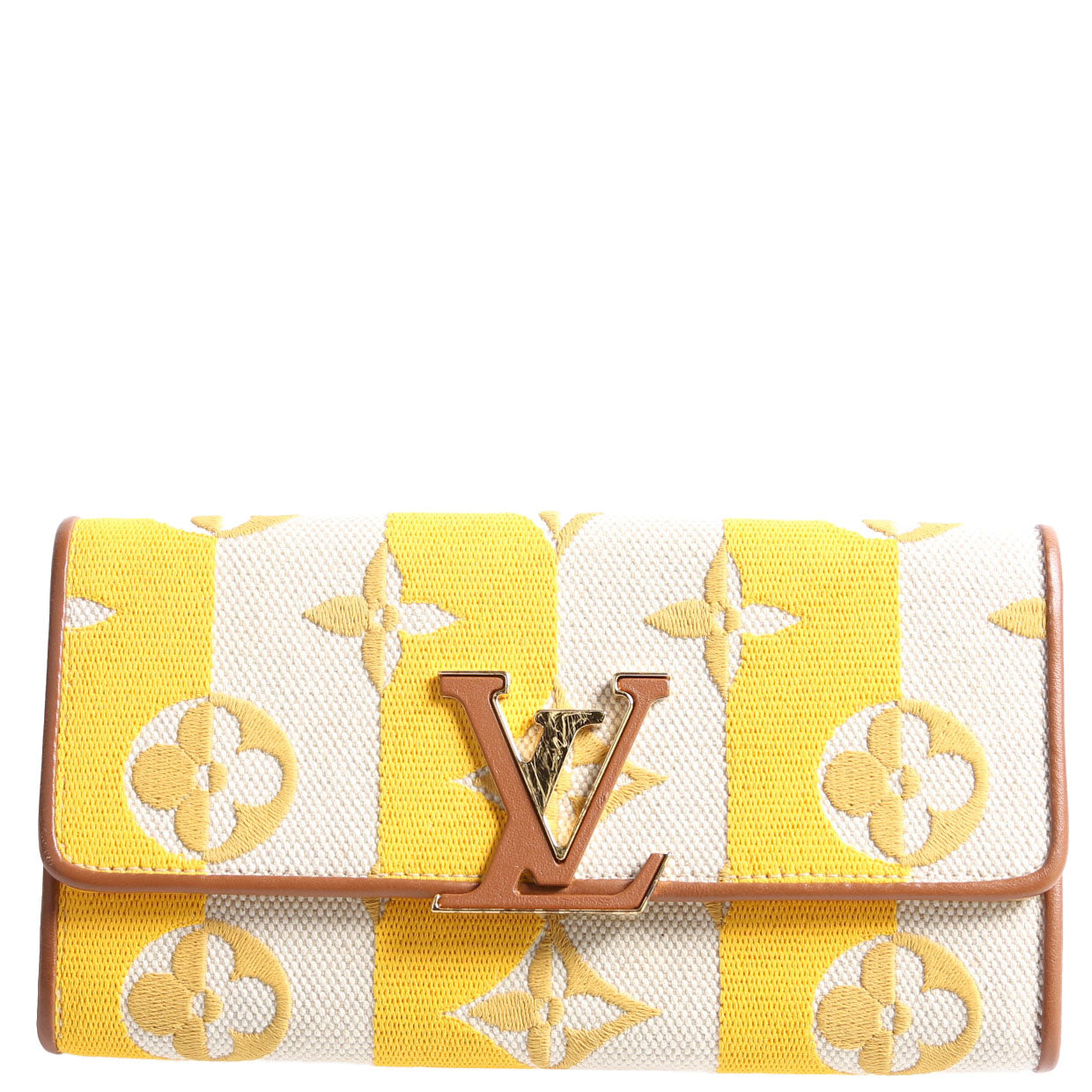 Capucines Wallet Striped Embroidered Yellow