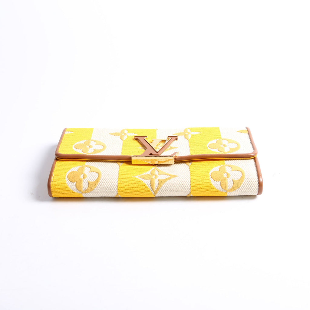 Capucines Wallet Striped Embroidered Yellow