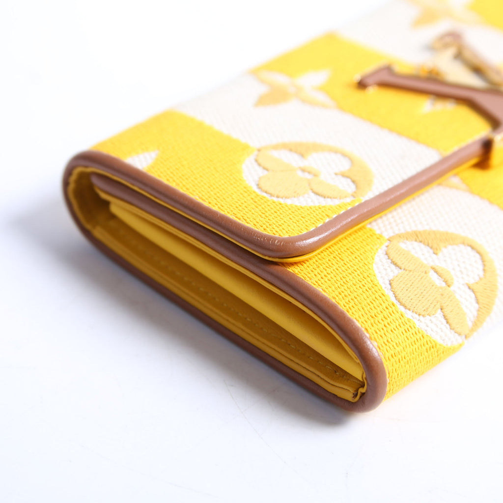 Capucines Wallet Striped Embroidered Yellow