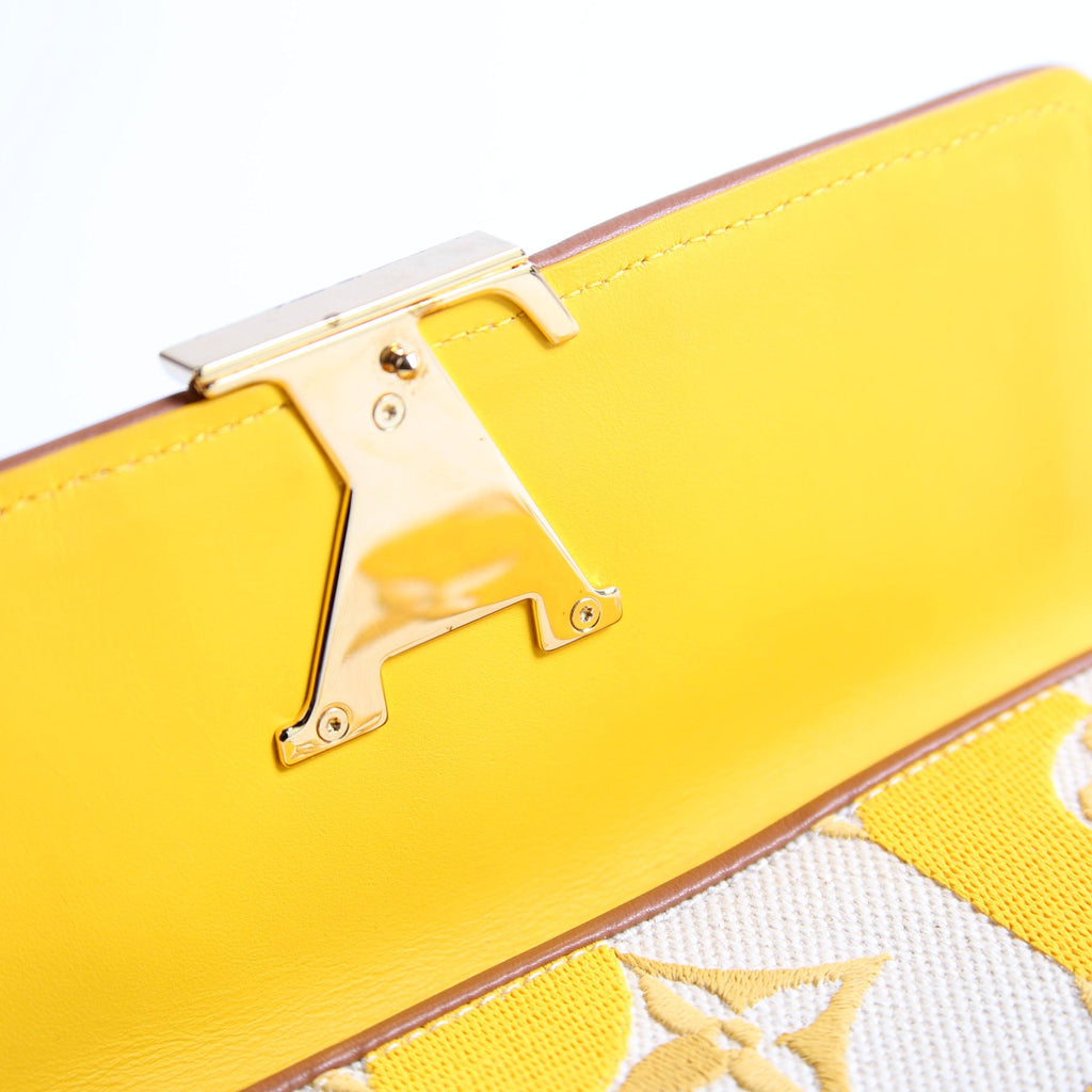 Capucines Wallet Striped Embroidered Yellow