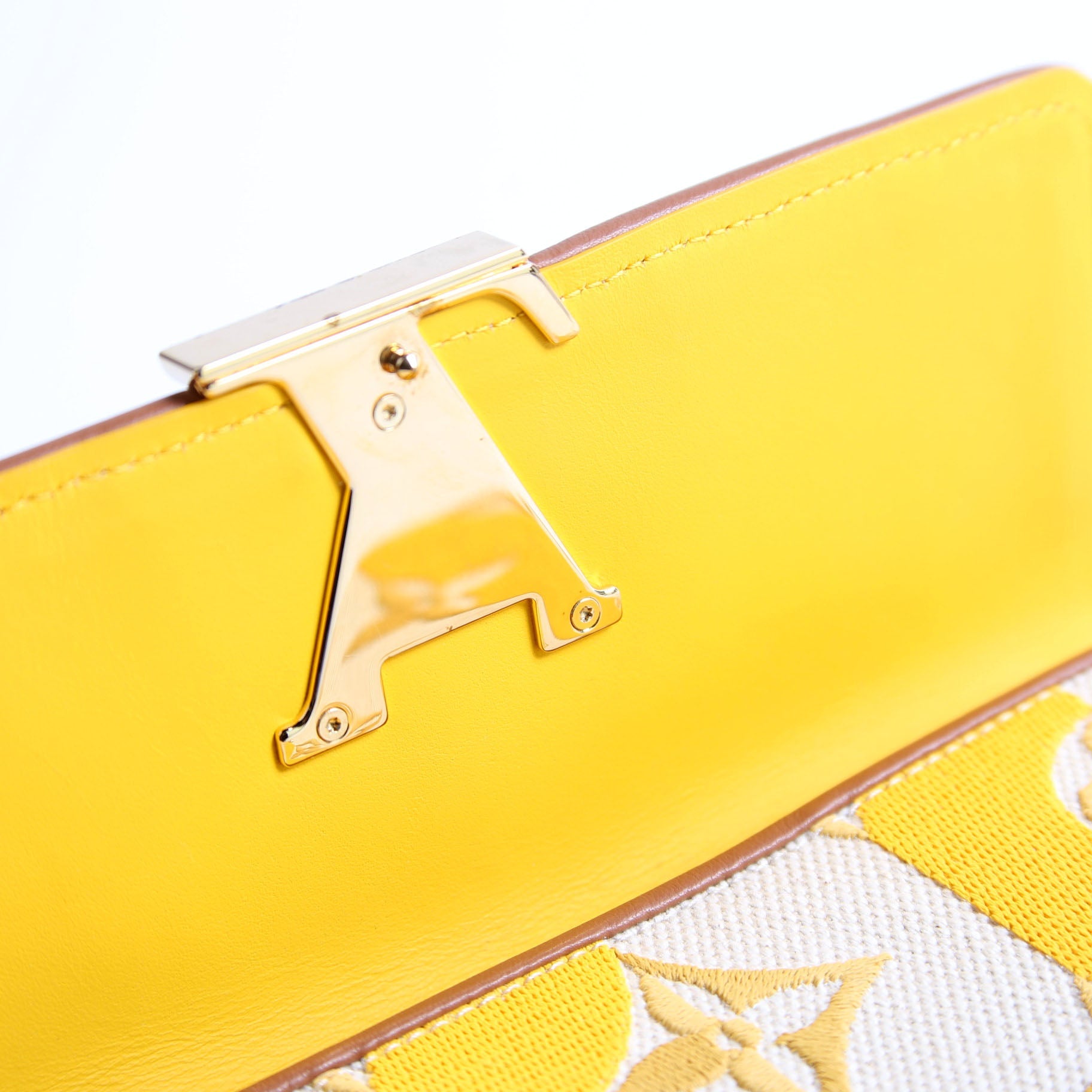 Capucines Wallet Striped Embroidered Yellow