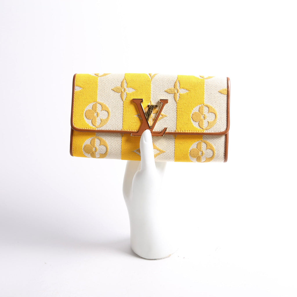 Capucines Wallet Striped Embroidered Yellow