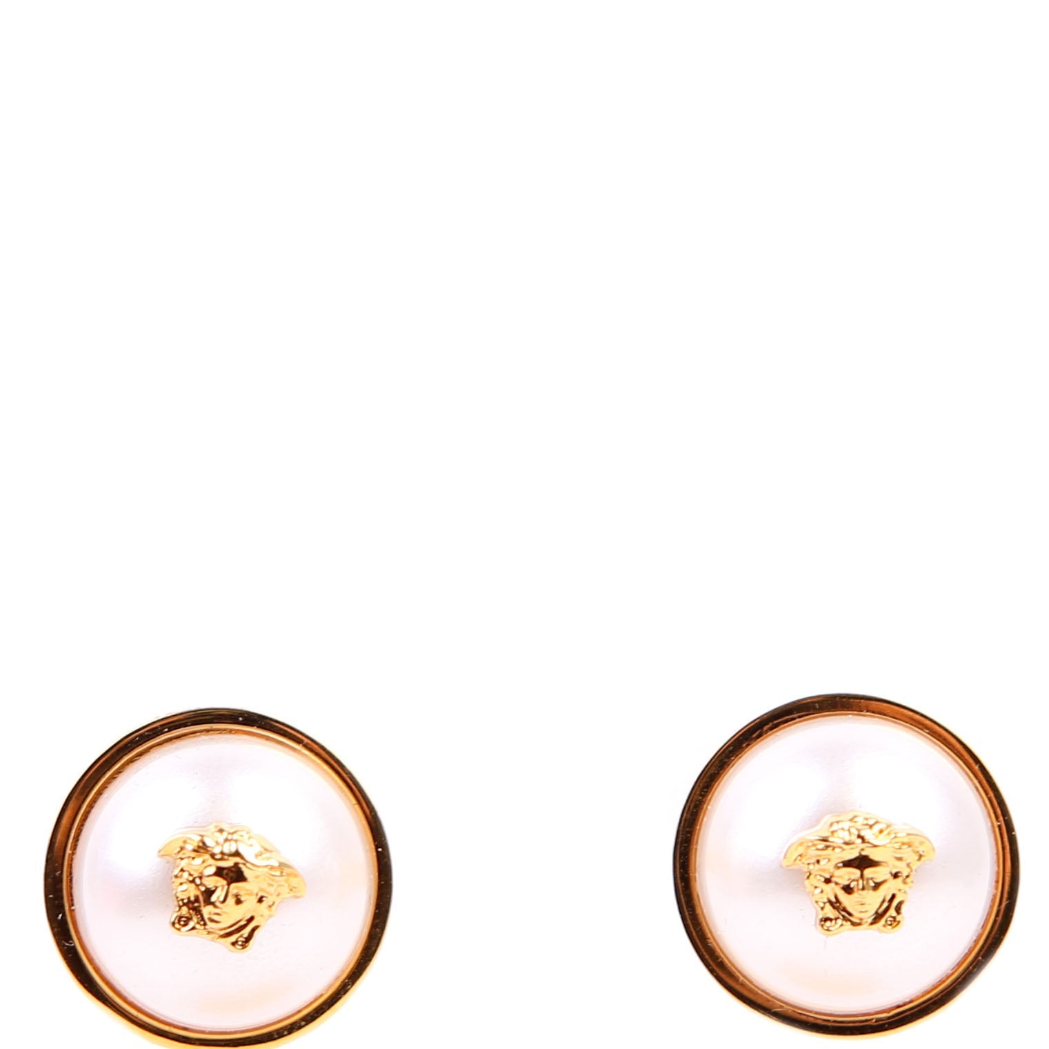 Medusa Faux Pearl Spike Stud Earrings Gold/White