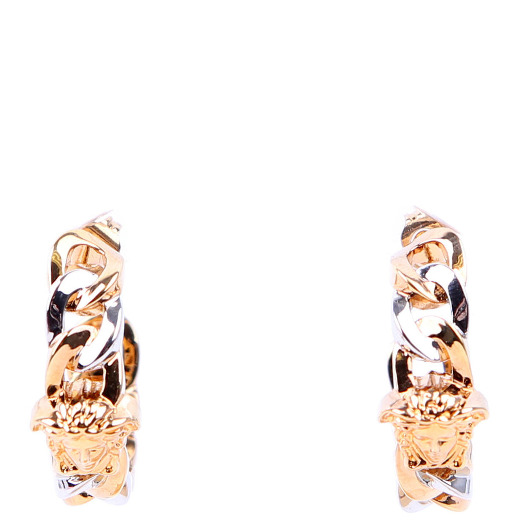 Medusa Bicolor Chain Hoop Earrings Gold/Silver