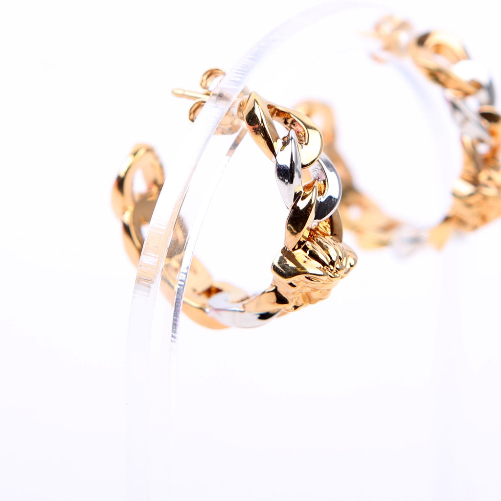 Medusa Bicolor Chain Hoop Earrings Gold/Silver