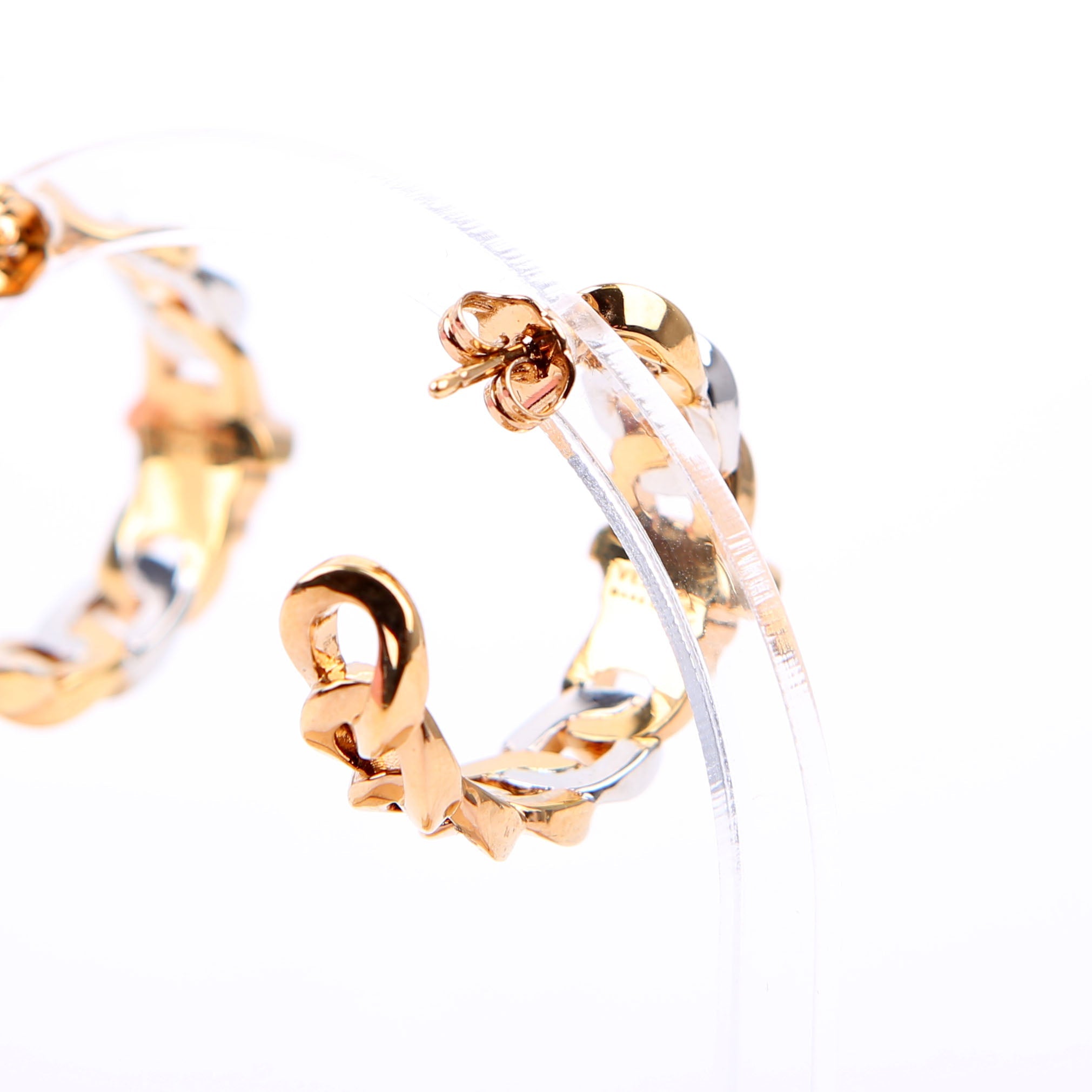 Medusa Bicolor Chain Hoop Earrings Gold/Silver