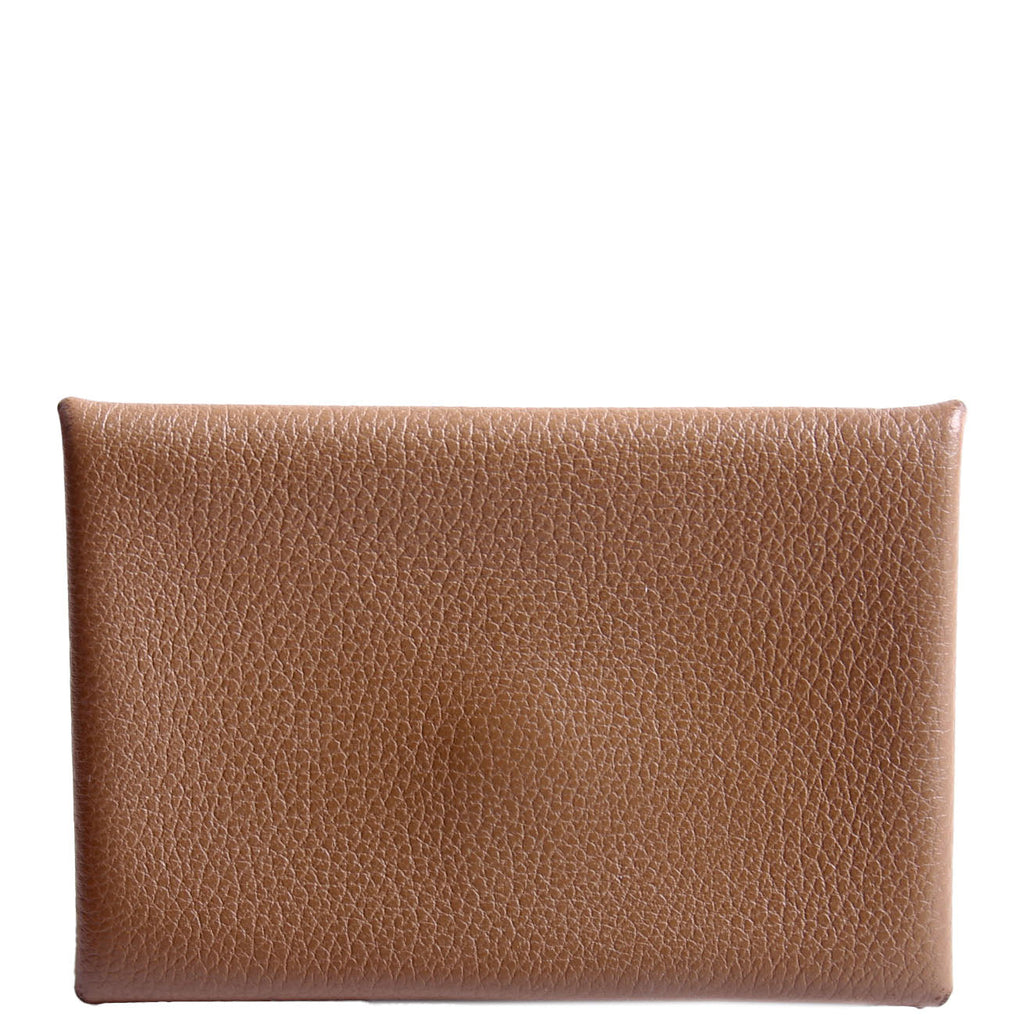 Hermes Calvi Card Case Taupe