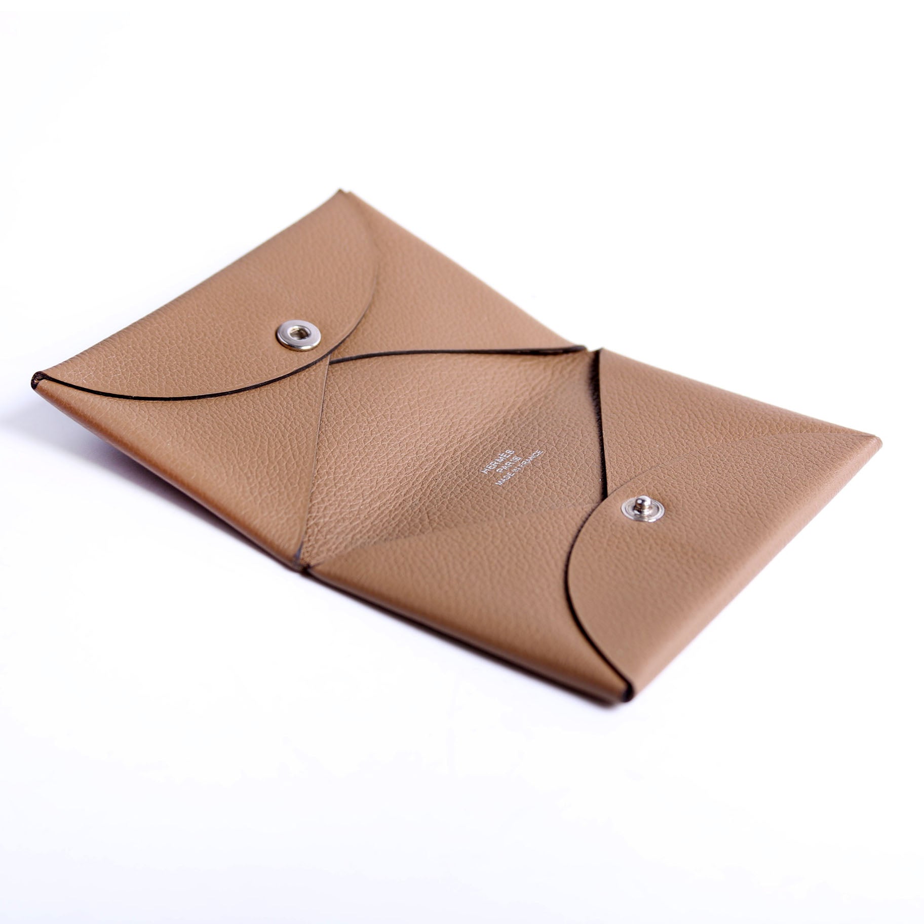 Hermes Calvi Card Case Taupe
