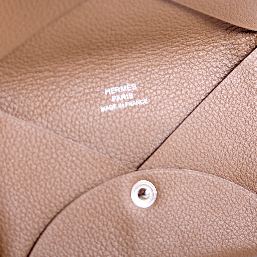 Hermes Calvi Card Case Taupe