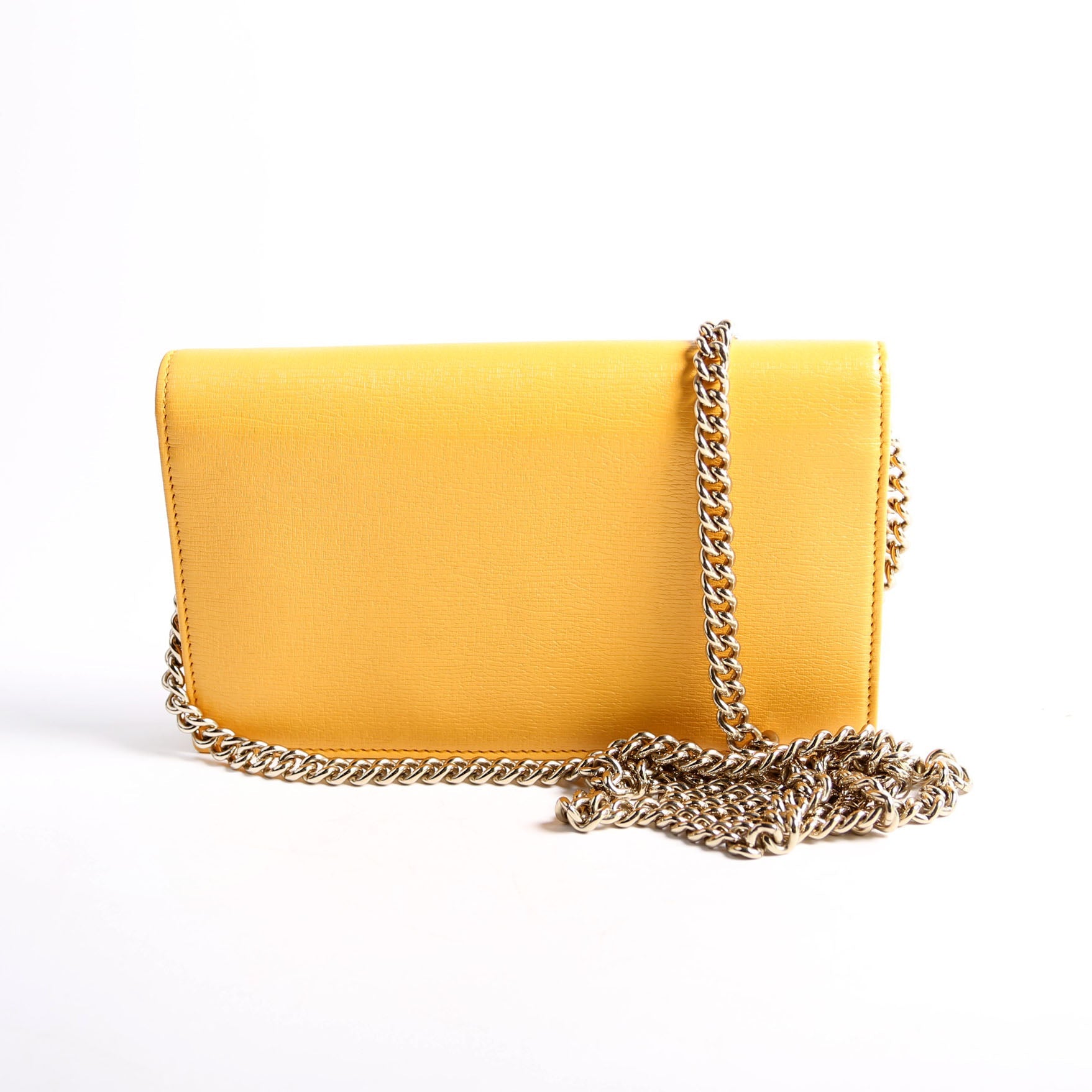 Gucci 354697 Interlocking GG Chain Wallet Yellow